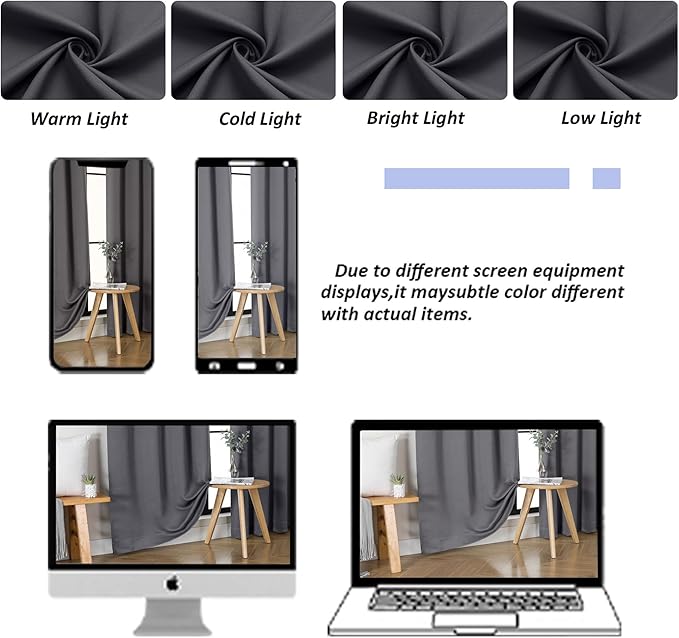 Simplebrand Ava Grey Short 24 Inches Blackout Curtain 2 Panels Set, Half Window Rod Pocket Privacy Curtain Tiers for Kitchen, Curtains Blackout for Bathroom Shades, W30 x L24 Inch, Grey