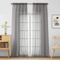 Grey Sheer Curtains for Window 96 Inches Long 2 Panels, Light Filtering Voile Sheer Curtains for Living Room Bedroom, Dual Rod Pocket Elegant Window Drapes, Charcoal Grey, 2x42Wx96L Inches