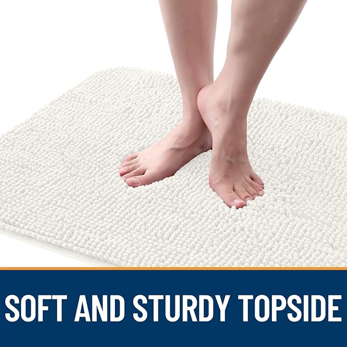 OLANLY Dog Door Mat for Muddy Paws 47x32, Absorbs Moisture and Dirt, Absorbent Non-Slip Washable Doormat, Quick Dry Chenille Mud Mat for Dogs, Entry Indoor Entryway Carpet for Inside Floor, Ivory