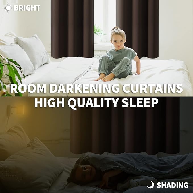 BGment Blackout Curtains for Living Room - Grommet Thermal Insulated Room Darkening Curtains for Bedroom, Set of 2 Panels (38 x 54 Inch, Brown)