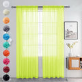 youleyar Solid Sheer Rod Pocket Curtain Voile Draperies 2 Panels White Beige Black Grey Ivory 52 Inch Width 54 Inch Long 1 Pair for Kitchen Bedroom Children Living Room Yard (Chartreuse,52Wｘ54L)