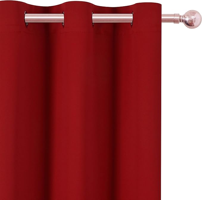 LEMOMO Red Blackout Curtains 40 x 63 Inch Length/Set of 2 Curtain Panels/Thermal Insulated Room Darkening Blackout Curtains for Bedroom