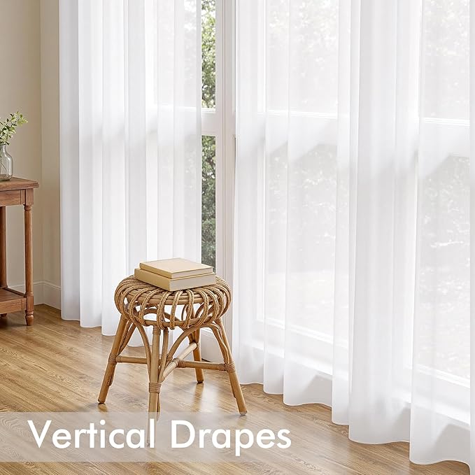 MIULEE White Sheer Curtains 78 Inches Long, 4 Panels Set, Light Filtering Voile Rod Pocket Drapes, Airy Soft Fabric Window Treatments for Living Room and Bedroom, 42 x 78 Inches