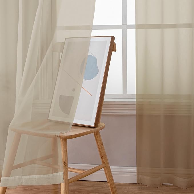 OWENIE Taupe Sheer Curtains 78 inches Long for Bedroom Living Room 2 Panels Set, Rod Pocket Solid Taupe Curtain, Soft Touch Elegant Voile Curtains & Drapes for Nursery, 42"x78", 2 Pcs