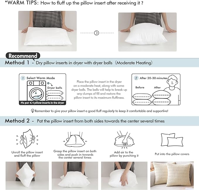 MIULEE Pillow Insert 18x18 Inch, Decorative Square Throw Pillow Inserts, Premium Fluffy Pillow Forms Sham Stuffer for Sofa Couch Living Room
