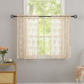 YJ YANJUN Vintage Lace Curtains 24 inch Length 2 Panles Short Sheer Cafe Curtains for Windows, Light Filtering, Half Window Curtain for Laundry Room Basement Bathroom KIitchen Cabinets 26 x24 Inches