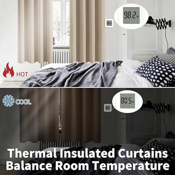 BGment Blackout Curtains - Grommet Thermal Insulated Room Darkening Bedroom and Living Room Curtains, Set of 2 Panels (42 x 84 Inch, Sand)