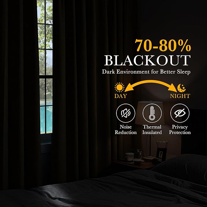 PONY DANCE Blackout Curtains for Bedroom - Back Tab & Rod Pocket Thermal Insulated Curtains Room Darkening Drapes for Living Room Sliding Door, 2 Panels, 52 x 95 Inch, Biscotti Beige