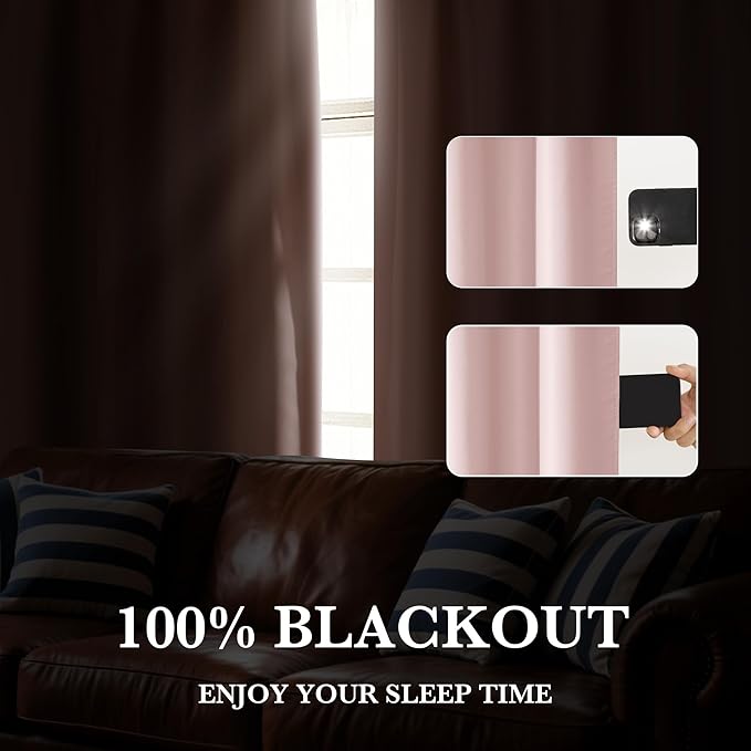RYB HOME 100% Blackout Basement Curtains 30 inches Long, Heat & UV Blocking Total Room Darkening Noise Reducing Curtains for Bathroom RV Campers, Baby Pink, 2 Panels Set