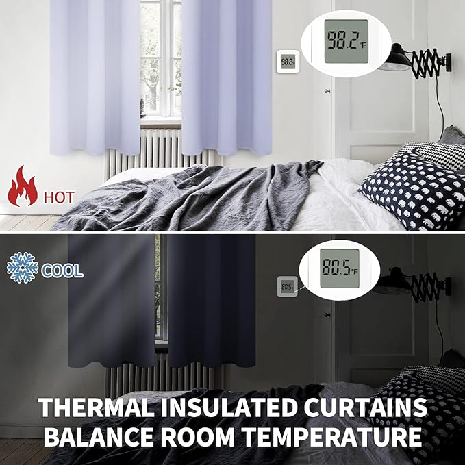 BGment Room Darkening Curtains 63 Inches Long - Grommet Thermal Insulated Drapes Window Treatment Curtains for Bedroom, 2 Panels, 42 x 63 Inch, Lavander