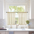 MIULEE Short Sheer Curtains 30 Inch Length for Kitchen Bathroom Cafe Half Window Treatment, Rod Pocket Tier Curtains 2 Panels, 29x30 Inches Long, Beige