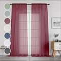 OWENIE Sheer Curtains 96 Inch Long, Elegant Sheer Curtains for Bedroom, Window Voile Sheer Curtain Panels/Drapes/Treatment for Living Room, 2Pcs, Each 42" W x 96" L, Burgundy