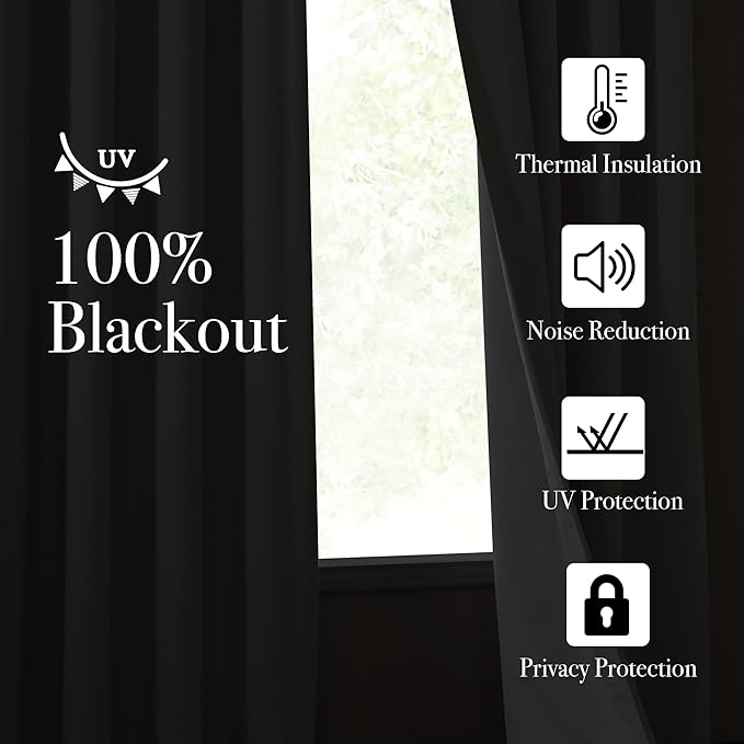 NICETOWN Faux Linen 100% Blackout 108 inch Curtains for Bedroom, Silver Grommet 2 Layers with White Liner Window Treatments Sound Reducing Drapes for Living Room, Natural, W52 x L108, 2 Panels