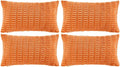 Fancy Homi 4 Packs Orange Fall Decorative Throw Pillow Covers 12x20 Inch for Couch Living Room Bed Sofa, Halloween Pumpkin Autumn Home Decor, Soft Cute Plush Corduroy Striped Cushion Case 30x50 CM