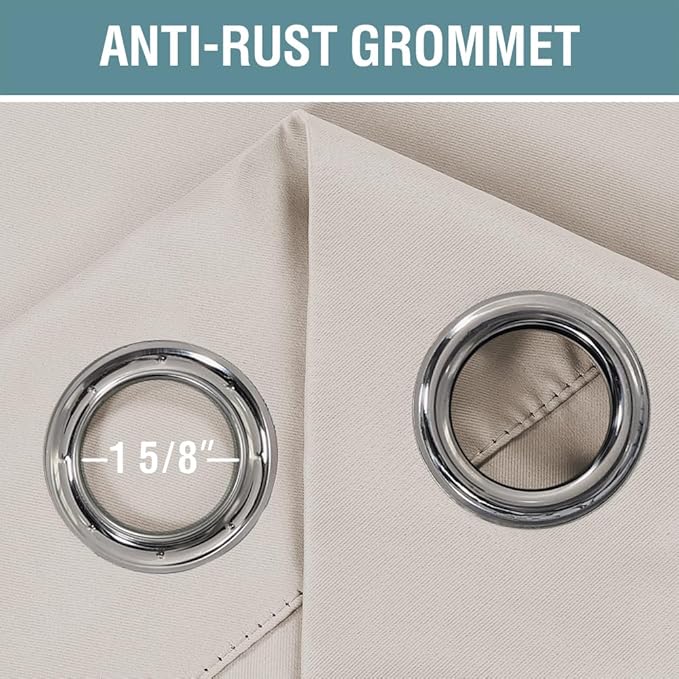 H.VERSAILTEX Blackout Curtain for Living Room Thermal Insulated Window Treatment Curtain Extra Long 108 inch Length Energy Saving Solid Grommet Top Blackout Drape, One Panel, Natural, 52" W x 108" L