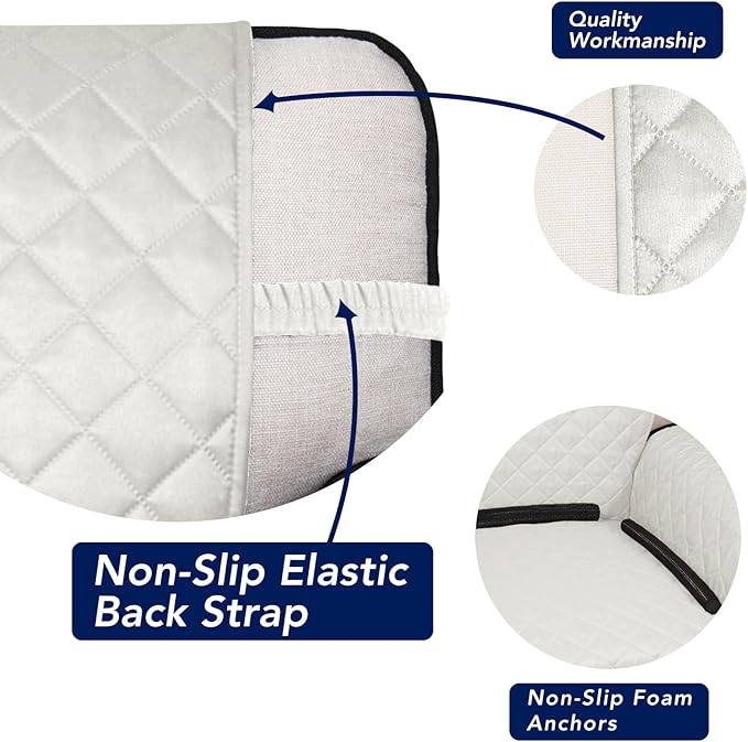 PureFit Reversible Quilted Sofa Cover, Water Resistant Slipcover Furniture Protector, Washable Couch Cover with Non Slip and Elastic Straps for Kids, Dogs, Pets (XX Large, Ivory/Ivory)