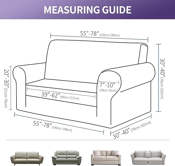 Joccun Christmas Stretch Loveseat Couch Cover Slipcover, 1-Piece Sofa Cover for 2 Cushion Couch Spandex Jacquard Washable Furniture Protector Cover for Living Room,Kids,Pets（Loveseat,Hunter）