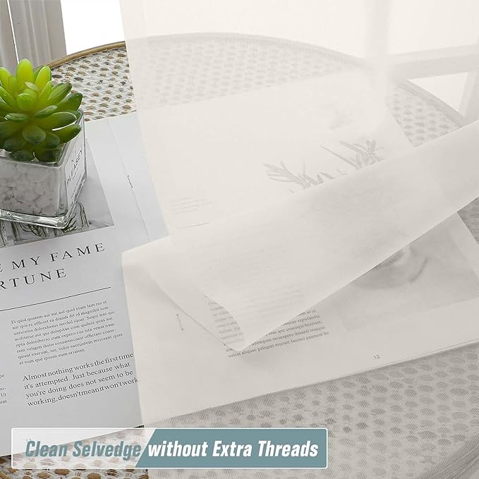 Ivory Sheer Curtains 216 Inches Long, Extra Long Light Filtering Scarf Curtains for Wedding Party Ceremony Canopy Decor, Window Voile Sheer Drapes, Dual Rod Pocket, 2x42Wx216L Inches