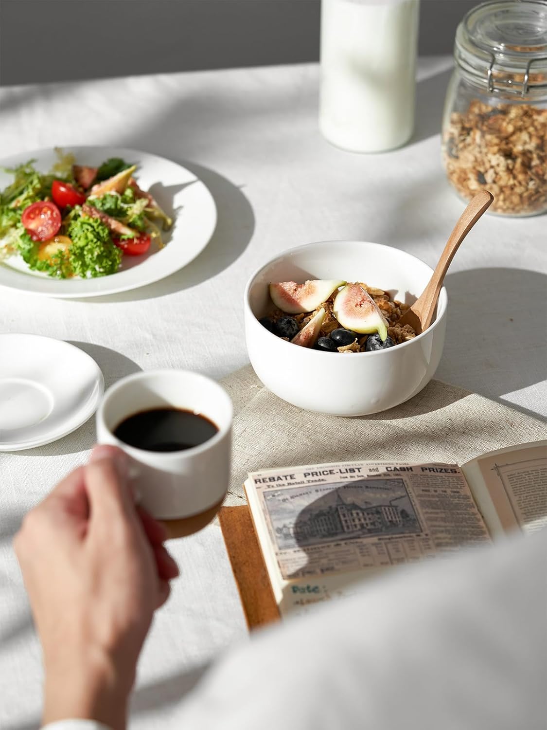 DOWAN 22 OZ Cereal Bowls Set of 6-5.25" White Soup Bowls for Kitchen, Ceramic Bowls for Cereal, Soup, Oatmeal, Rice, Dishwasher & Microwave Safe