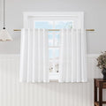 Nanspring White Curtains 45 Inch Long,2 Panel for Cafe Back Tab Pocket Semi Sheer Short Linen Narrow Mini Curtain Tiers for Kitchen Doors, Bedroom, Small Window Basement 36x45