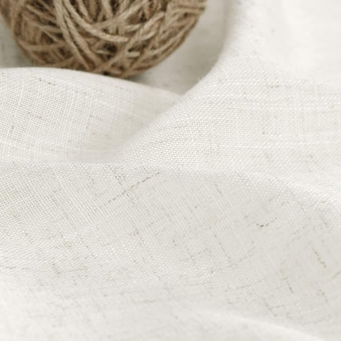 Cream Linen Curtains 133 Inches Long for Living Room Extra Long Back Tab Curtains Neutral Farmhouse Light Filtering Semi Sheer Linen Drapes Ceiling to Floor for Large Window 2 Panels Set 52x133