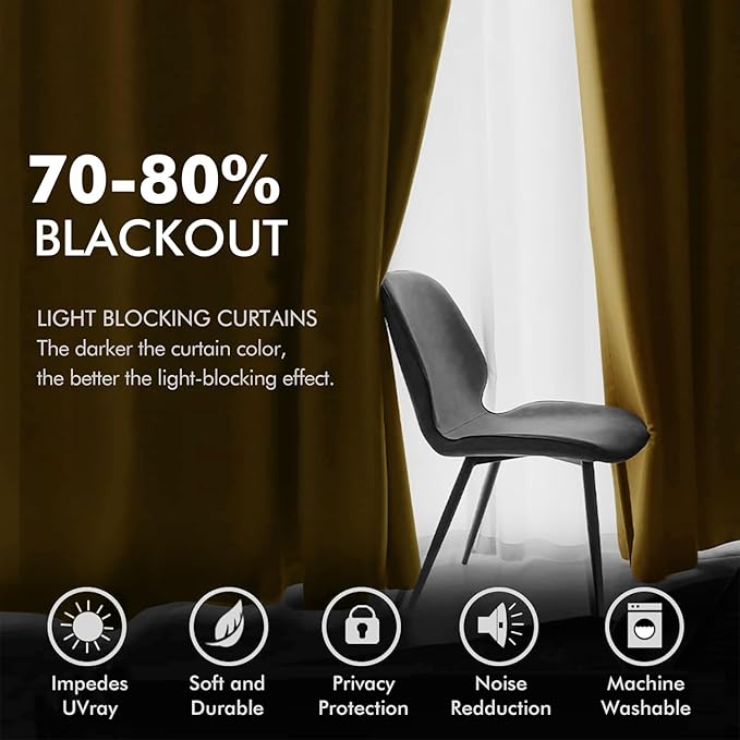MIULEE Velvet Curtains Gold Elegant Grommet Curtains Fall Thermal Insulated Soundproof Room Darkening Black Out Curtains/Drapes for Classical Living Room Bedroom Decor 52 x 108 Inch Set of 2