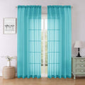 Lecloud Turquoise Sheer Curtains for Living Room Decor 84 Inches Long 2 Pcs, Light Filtering Airy Bedroom Curtains, Window Treatments Rod Pockets Drapes for Dining Room, Each Panel 59" W x 84" L