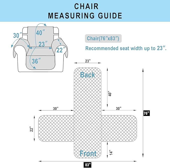 Recliner Chair Covers Reversible Sofa Couch Cover for Pets Lazy Boy Furniture Protector(23''Chair,Beige/Beige)
