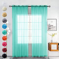 youleyar Solid Sheer Rod Pocket Curtain Voile Draperies 2 Panels White Beige Black Grey Coffee 52 Inch Width 84 Inch Long 1 Pair for Kitchen Bedroom Children Living Room Yard (Turquoise,52Wｘ84L)
