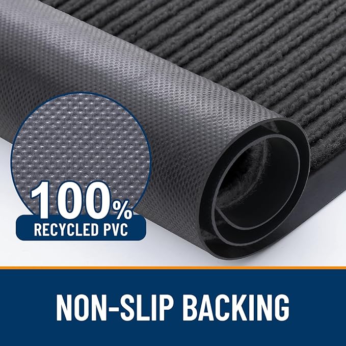 OLANLY Front Door Mat Indoor Outdoor Entrance, Waterproof Heavy Duty Doormat, Fade Resistant, Low Profile, Easy Clean Patio Porch Welcome Floor Mats for Entry, 59x20, Charcoal Grey
