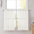 Simplebrand Ivory Sheer Kitchen Curtains (2 Panels, 42 x 36 Inch, Rod Pocket) - 100% Polyester Light Filtering Drapes for Bathroom, Living Room, Bedroom Decoration