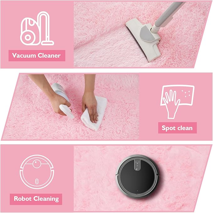 9x12 Fluffy Area Rugs for Living Room,Large Pink Fuzzy Shag Area Rug for Bedroom,Soft Non-Shedding Indoor Plush Carpet for Kids Bedroom Nursery Home Decor