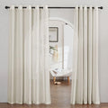 NICETOWN Semi Sheer Curtains Linen Blend Extra Wide for Sliding Glass Door, Grommet Top Privacy with Light Filtering Vertical Window Drapes for Living Room/Bedroom, Natural, W70 x L84, 2 PCs