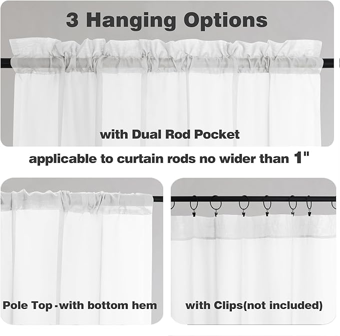 Chyhomenyc White Sheer Curtains 72 Inches Long 2 Panels for Living Room, Light Filtering Front Door Curtains, Soft Gentle Voile Rod Pocket Bedroom Window Drapes, 59Wx72L Inch, 2PCS
