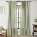 Linen Blend Sage Green Curtains 120 inch Length 2 Panels for Bedroom Back Tab Light Filtering Semi Sheer Drapes Linen Cotton Textured Light Green Airy Modern Farmhouse Living Room Sage Aesthetic Decor