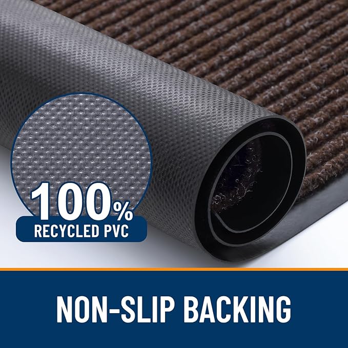 OLANLY Front Door Mat Indoor Outdoor Entrance, 2-Pack 59 x 23 Inch, Waterproof Heavy Duty Doormat, Fade Resistant, Low Profile, Easy Clean Patio Porch Welcome Floor Mats for Entry, Tan