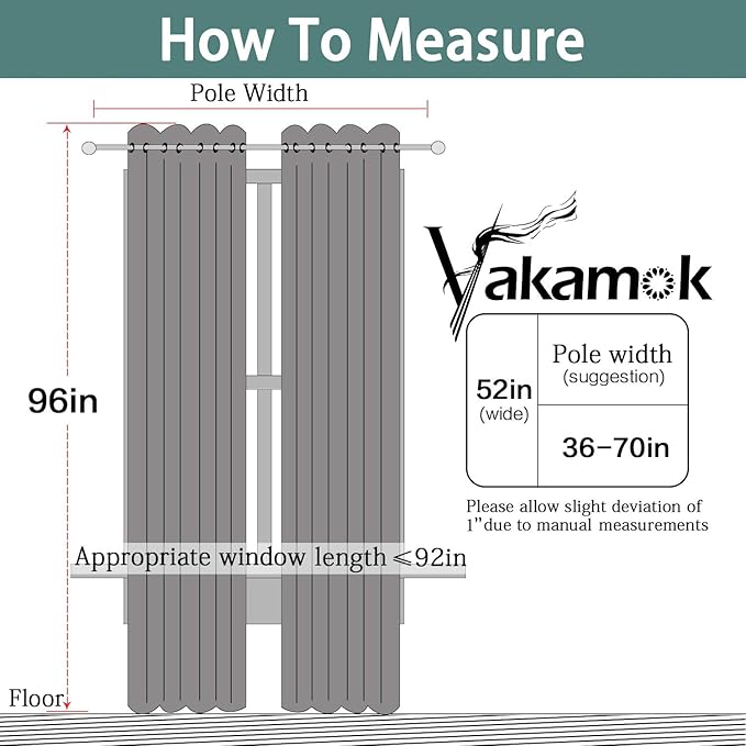Yakamok Blackout Curtains 96 Inches Long with Grommet for Bedroom, Burgundy Thermal Insulated Room Darkening Window Treatment Drapes Curtain for Living Room (52Wx96L, Burgundy red, 2 Panels)