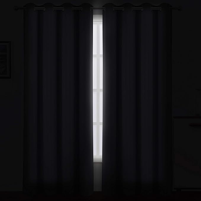 LEMOMO Grey Thermal Blackout Curtains/52 x 108 Inch/Set of 2 Panels Room Darkening Curtains for Bedroom