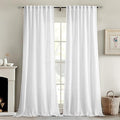 MIULEE White Linen Curtains 108 Inches Long 2 Panels for Bedroom Living Room, Soft Thick Linen Textured Back Tab Window Drapes Semi Sheer Light Filtering Rod Pocket Modern Farmhouse Decor