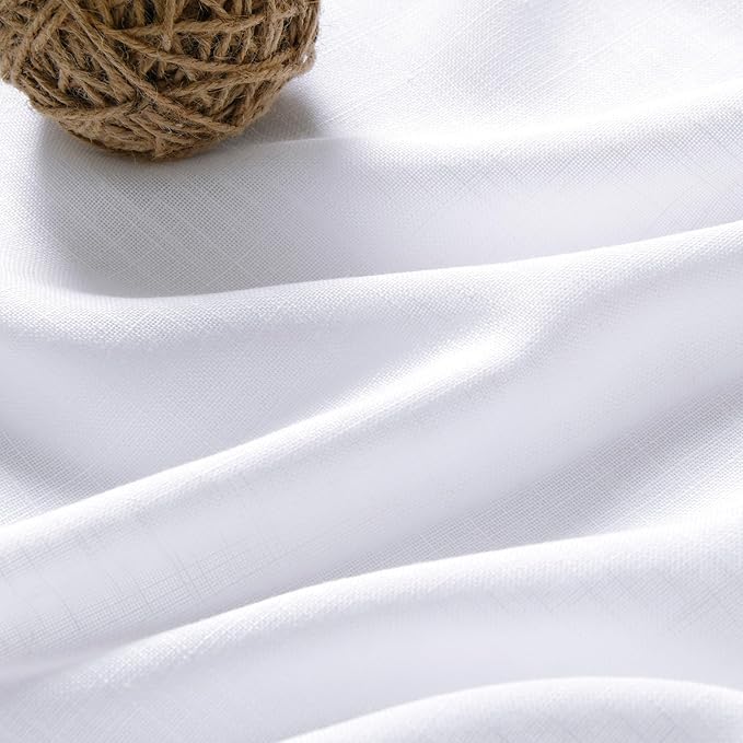 Snow White Linen Curtains 108 Inches Long for Living Room Light Filtering Semi Sheer Curtain Back Tab Luxury Neutral Modern Farmhouse Decor Floor to Ceiling High Window for Bedroom 52x108,2 Panels