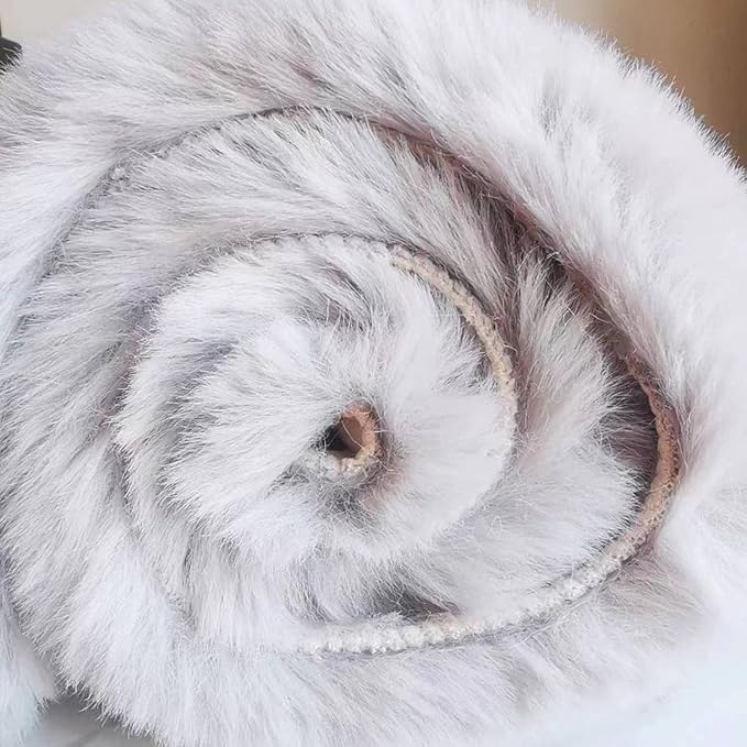 Ghouse Faux Rabbit Fur Round Rug 5ft Grey Round Rugs for Bedroom Decor Fluffy Area Rugs for Living Room, no-Shedding Carpet Sheepskin Washable Rug Rome Decor