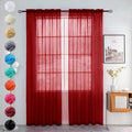 youleyar Solid Sheer Rod Pocket Curtain Voile Draperies 2 Panels White Beige Black Grey Ivory 52 Inch Width 54 Inch Long 1 Pair for Kitchen Bedroom Children Living Room Yard (Christmas Red,52Wｘ54L)