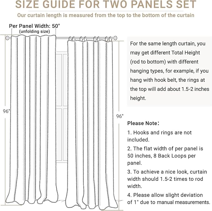 100% Blackout Shield Light Pink Linen Blackout Curtains for Bedroom 84 Inches Long, Back Tab/Rod Pocket Living Room Drapes, Thermal Insulated Blackout Curtains 2 Panels Set, 50" W x 84" L