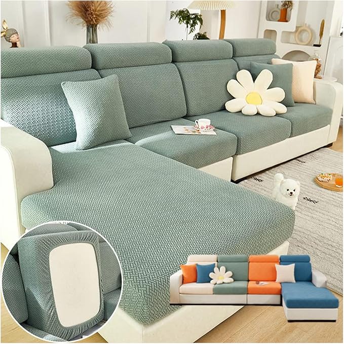 Soothing Home Sofa Covers, Sofa Hero Covers, Wear-Resistant Universal Couch Covers Washable Stretch Sectional Couch Cushion Covers (Green,Extra Large Seat Cover)