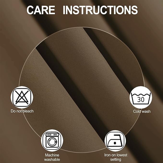 LEMOMO Brown Blackout Curtains 66 x 63 Inch Length/Set of 2 Curtain Panels/Thermal Insulated Room Darkening Blackout Curtains for Bedroom