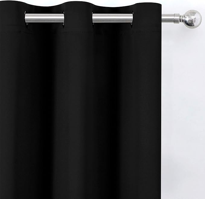 LEMOMO Black Thermal Blackout Curtains/52 x 54 Inch/Set of 2 Panels Room Darkening Curtains for Bedroom