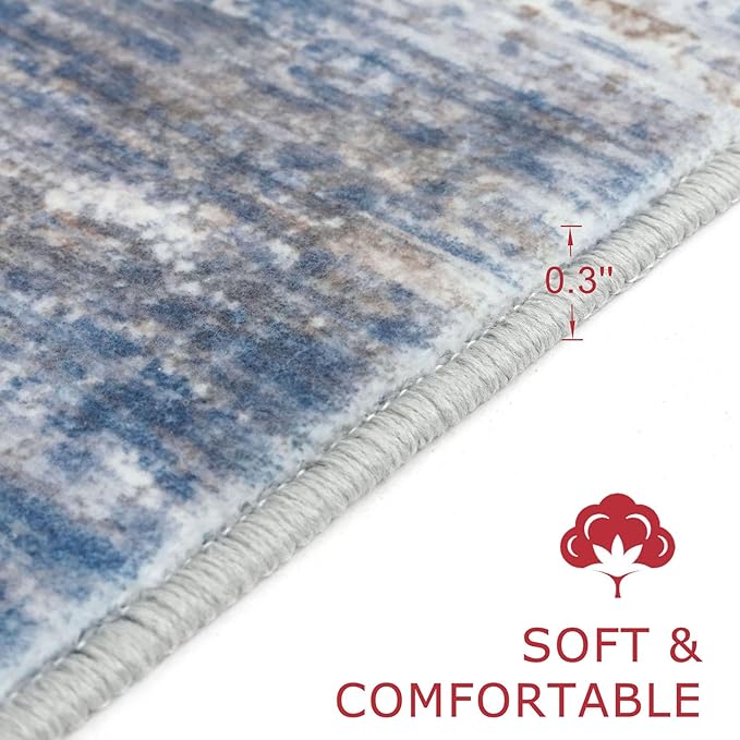 KOZYFLY Small Area Rug 2x3 Rug Entryway Rugs Modern Abstract Indoor Non-Slip Machine Washable Rug, Dining Room Rug with Soft Low Pile for Living Room Bath Office Small Carpet Floor Mats Blue Rust