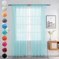 youleyar Solid Sheer Rod Pocket Curtain Voile Draperies 2 Panels White Beige Black Grey Ivory 52 Inch Width 96 Inch Long 1 Pair for Kitchen Bedroom Children Living Room Yard (Sky Blue,52Wｘ96L)
