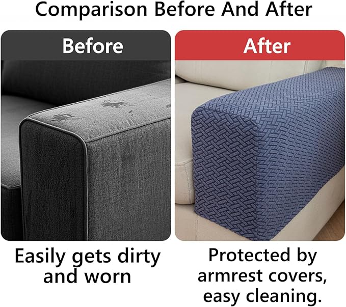 Soothing Home Sofa Covers, Sofa Hero Covers, Wear-Resistant Universal Couch Covers Washable Stretch Sectional Couch Cushion Covers (Light Blue,Arm Rest Covers 2pcs)