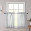 Light Grey Kitchen Curtains 30 Inch Length Tier 2 PCS, Solid Soft Half Curtains for Windows, Light Grey Sheer Rod Pocket Drapes for Bathroom Basement Small Window Curtain, 42" Wx30 L Inches